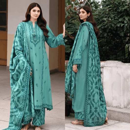 Zab - 3PC Lawn Embroidered Suit - zab1344