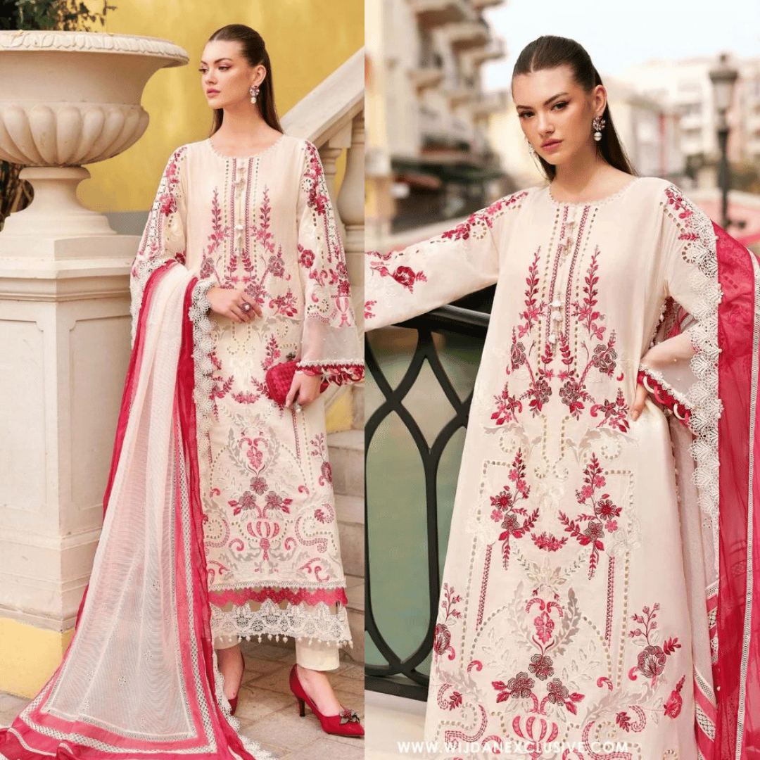 Zab - Summer 3PC Lawn Chikankari Embroidered Suit - zab1353
