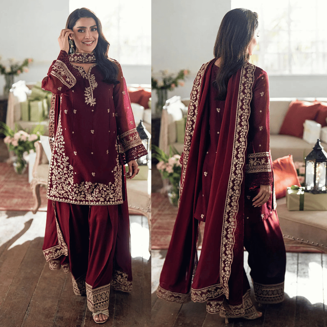 Zab - 3PC EMBROIDERED LAWN SUIT - zab1354