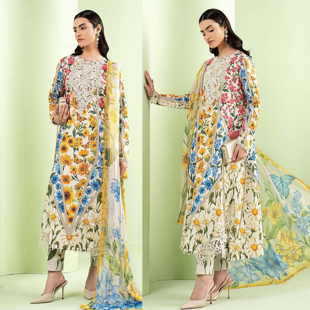 Zab - Summer 3PC Lawn Digital Print Dress - zab1355