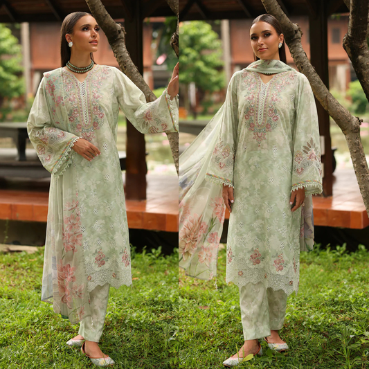 Zab - Summer 3PC Lawn Digital Printed Dress - zab1360