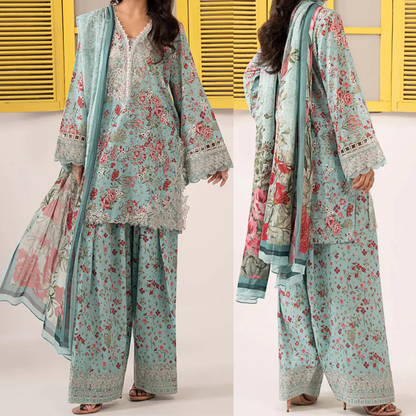 Zab - Summer 3PC Lawn Digital Printed Dress - zab1368