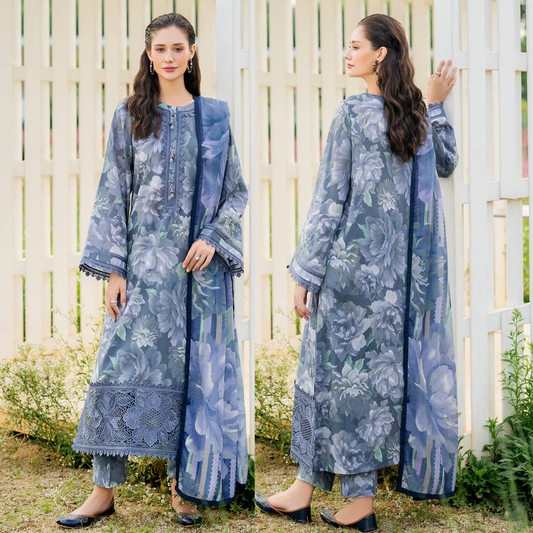Zab - Summer 3PC Lawn Digital Printed Dress - zab1369