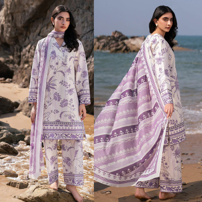 Zab - Summer 3PC Lawn Digital Printed Dress - zab1373