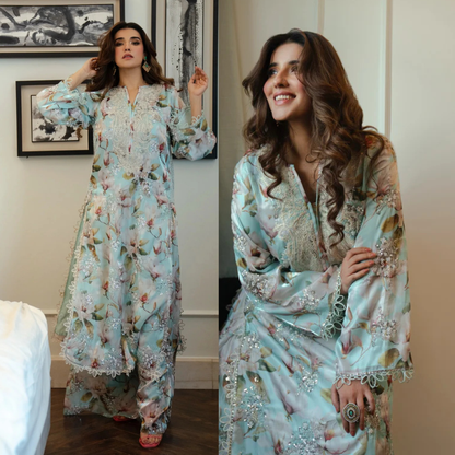 Zab - Summer 3PC Lawn Digital Printed Dress - zab1378