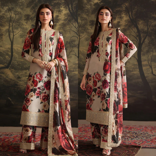 Zab - Summer 3PC Lawn Digital Printed Dress - zab1379