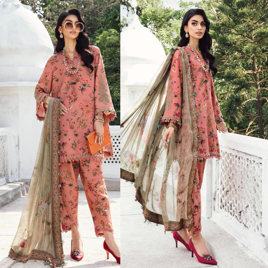 Zab - Summer 3PC Lawn Digital Printed Dress - zab1380