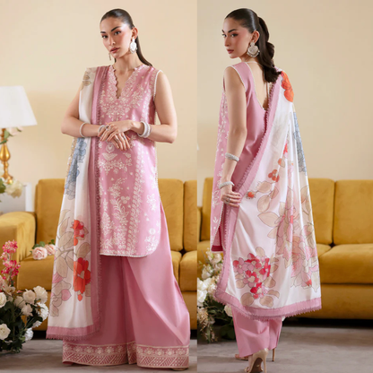 Sapphire - Summer 3PC Lawn Embroidered Suit - zab1396