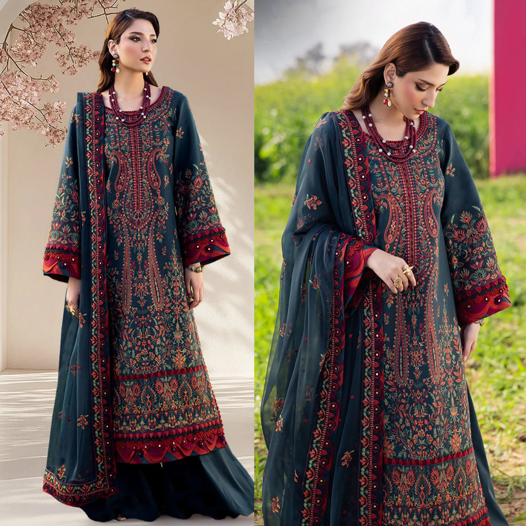 AsimJofa - Summer 3PC Lawn Embroidered Suit - zab1401