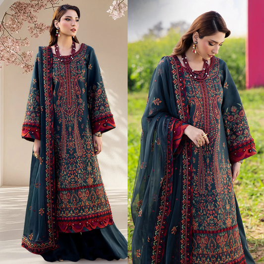 AsimJofa - Summer 3PC Lawn Embroidered Suit - zab1401