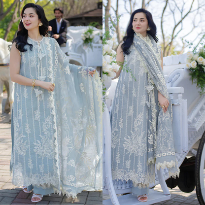 Rang Rasiya - Summer 3PC Lawn ChickenKari Embroidered Suit- zab1403