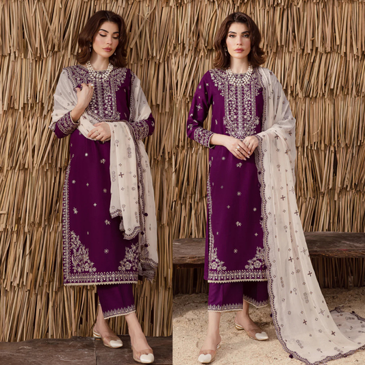 Mohagni - Summer 3PC Lawn Embroidered Suit - zab1405