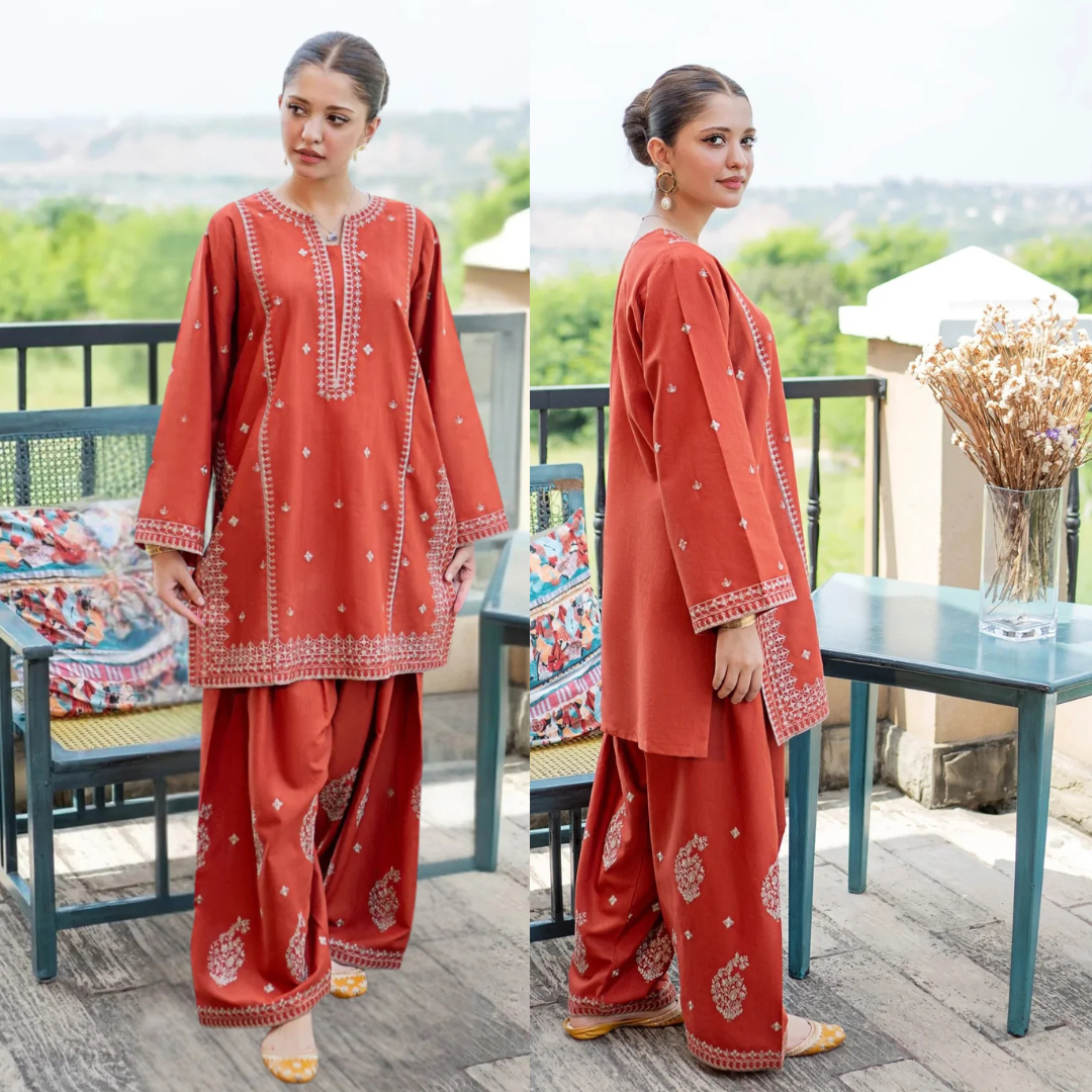 Batik - 2Pc Embroidered Lawn Suite With Fully Embroidered trouser - zab1407