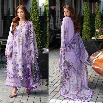 QalamKar- Summer 3PC Lawn Embroidered Suit - zab1414