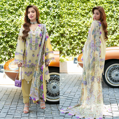 Jade - SUMMER 3PC Lawn ChickenKari Embroidered Suit- zab1415