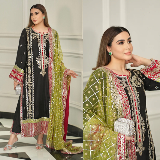 Aneela - Summer 3PC Lawn Embroidered Suit - zab1418