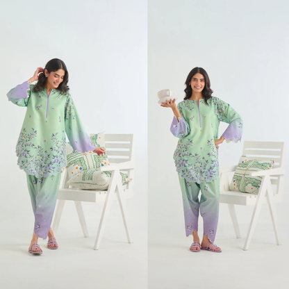 Sapphire - Summer 2PC Lawn Digital Printed Dress - zab1428