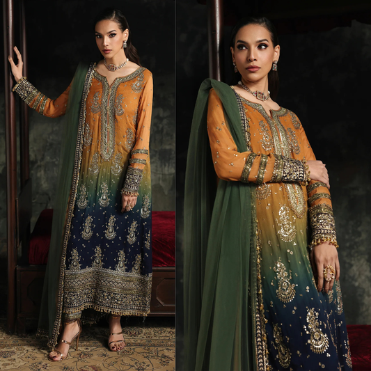Chrizma - Unstitched Luxury Lawn Heavy Embroidered 3PC Suit - zab1430