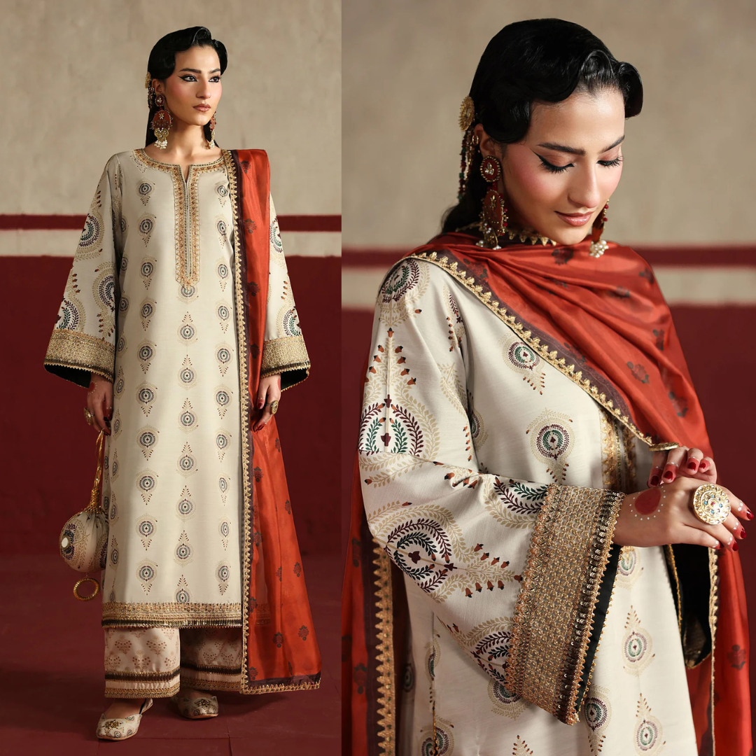 Humjoli - - Unstitched Luxury Lawn Heavy Embroidered 3PC Suit - zab1431