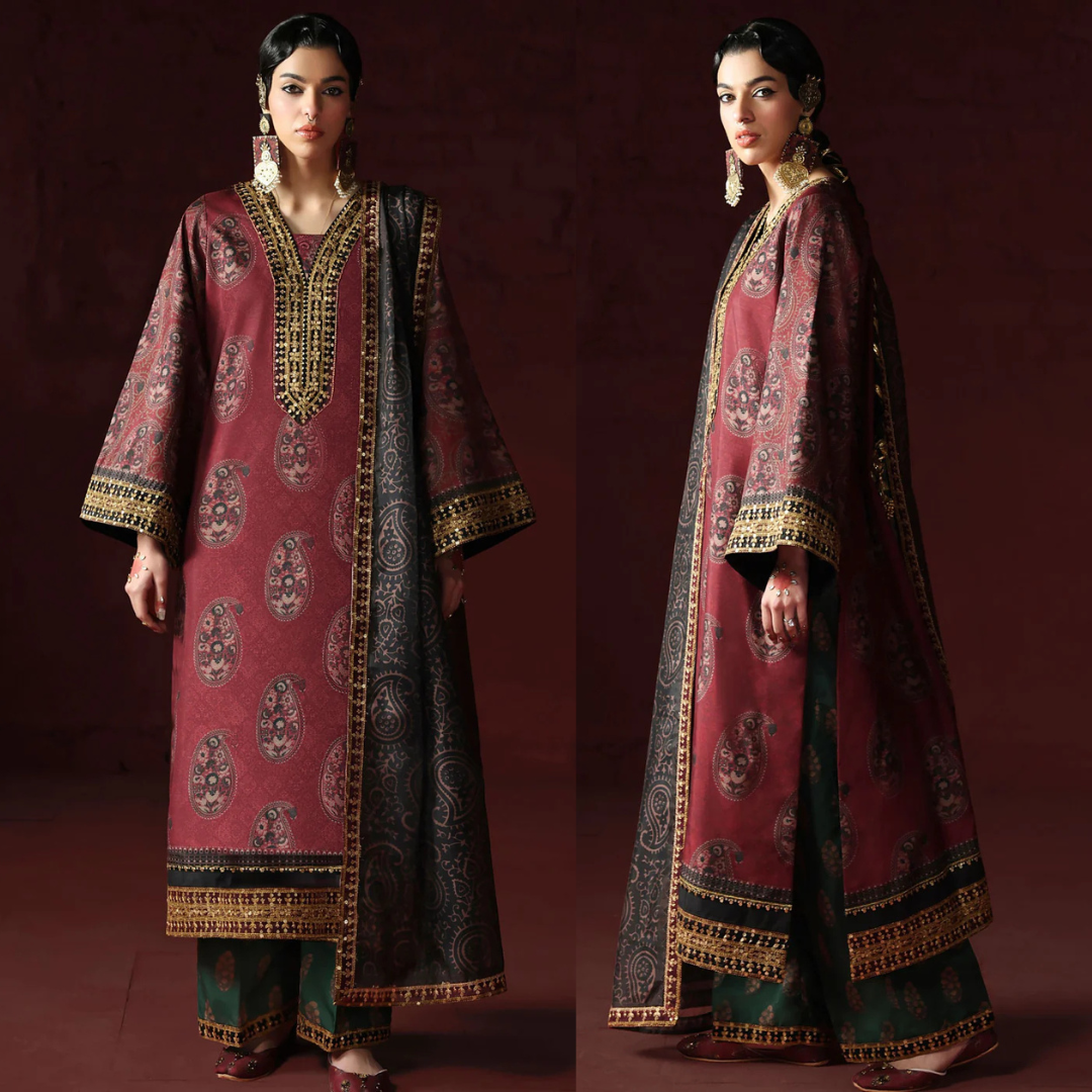 AsimJofa - Unstitched Luxury Lawn Heavy Embroidered 3PC Suit - zab1433