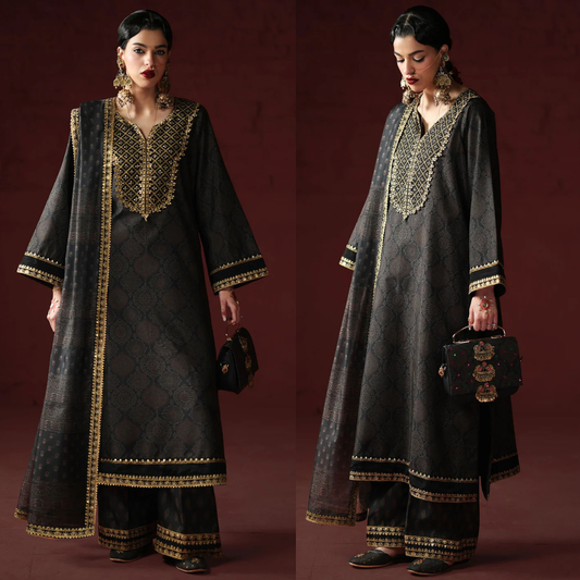AsimJofa - Unstitched Luxury Lawn Heavy Embroidered 3PC Suit - zab1434