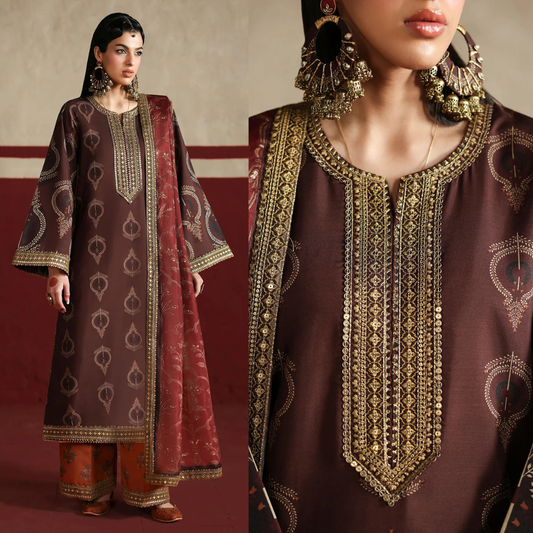 AsimJofa - Unstitched Luxury Lawn Heavy Embroidered 3PC Suit - zab1435