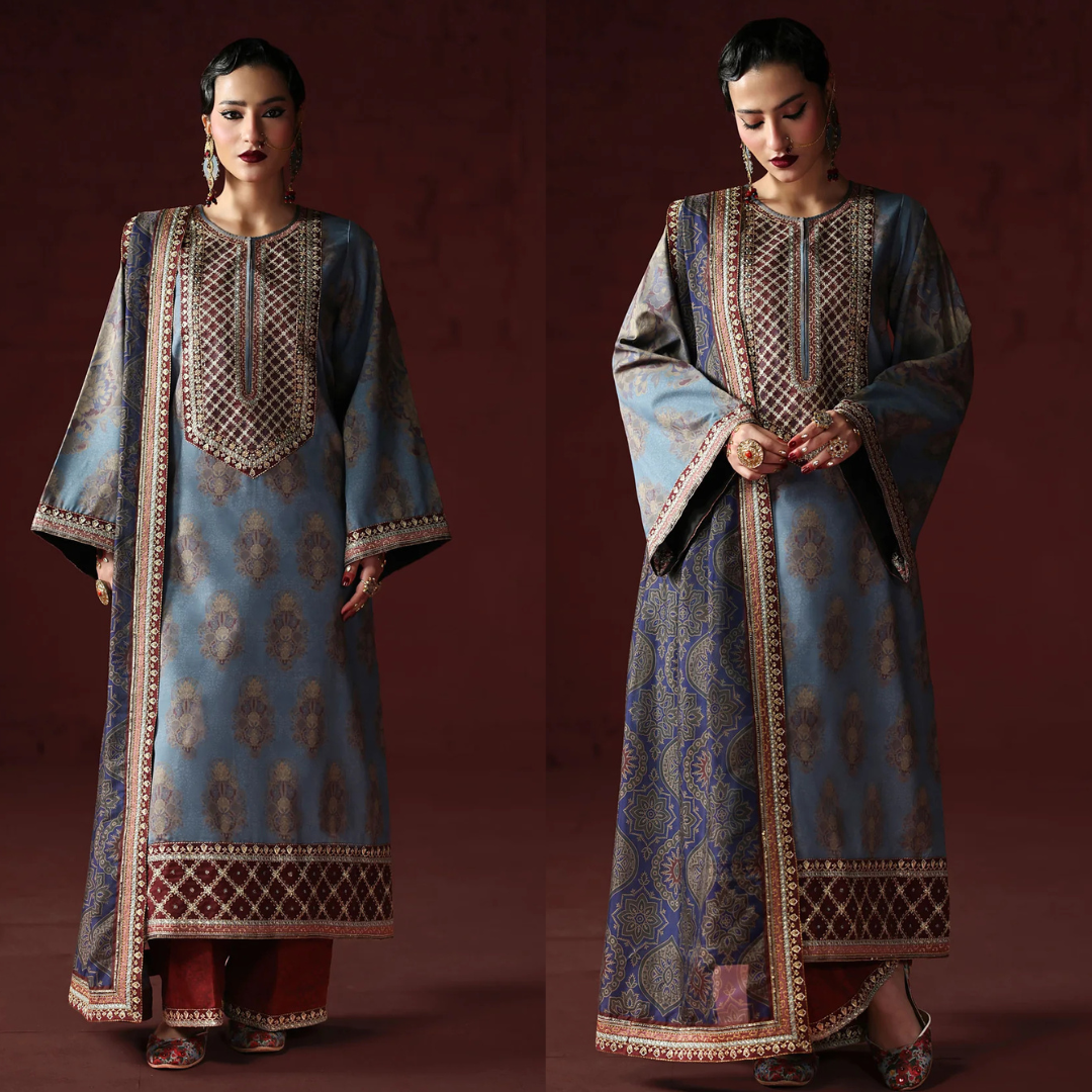AsimJofa - Unstitched Luxury Lawn Heavy Embroidered 3PC Suit - zab1436