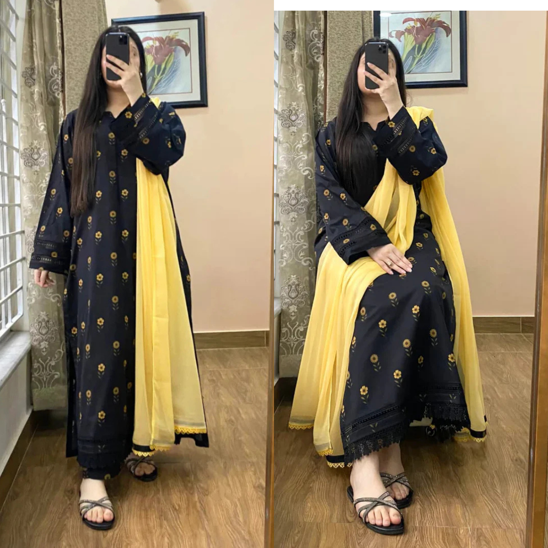 Khaadi - Summer 3PC Lawn Digital Printed Dress - zab1442