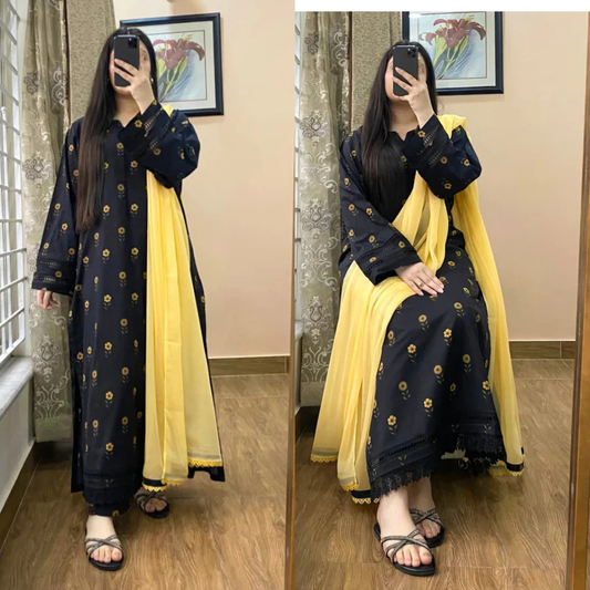 Khaadi - Summer 3PC Lawn Digital Printed Dress - zab1442
