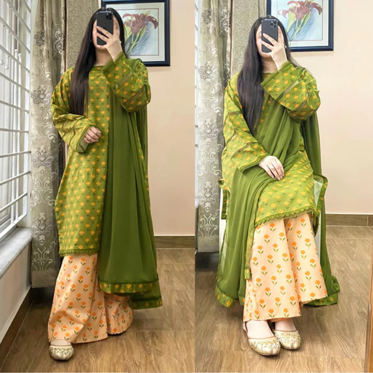 Khaadi - Summer 3PC Lawn Digital Printed Dress - zab1444