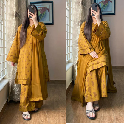Khaadi - Summer 3PC Lawn Digital Printed Dress - zab1445
