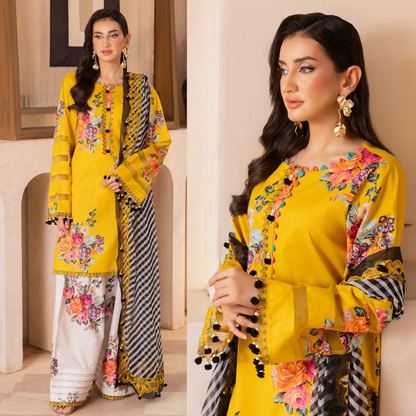 Charizma - Summer 3PC Lawn Digital Print Dress - zab1447