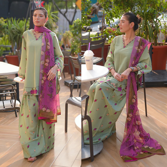 Aneela - Summer 3PC Lawn Digital Printed Dress - zab1452