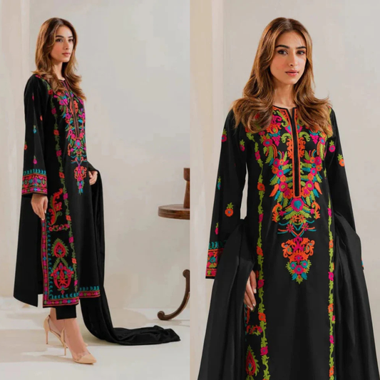 Aneela - Summer 3PC Lawn Embroidered Suit - zab1455