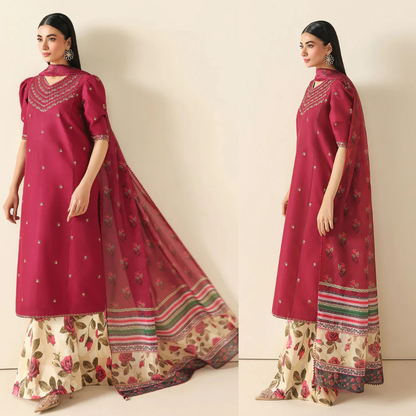 Baroque - Summer - 3PC Lawn Embroidered Suit - zab1456