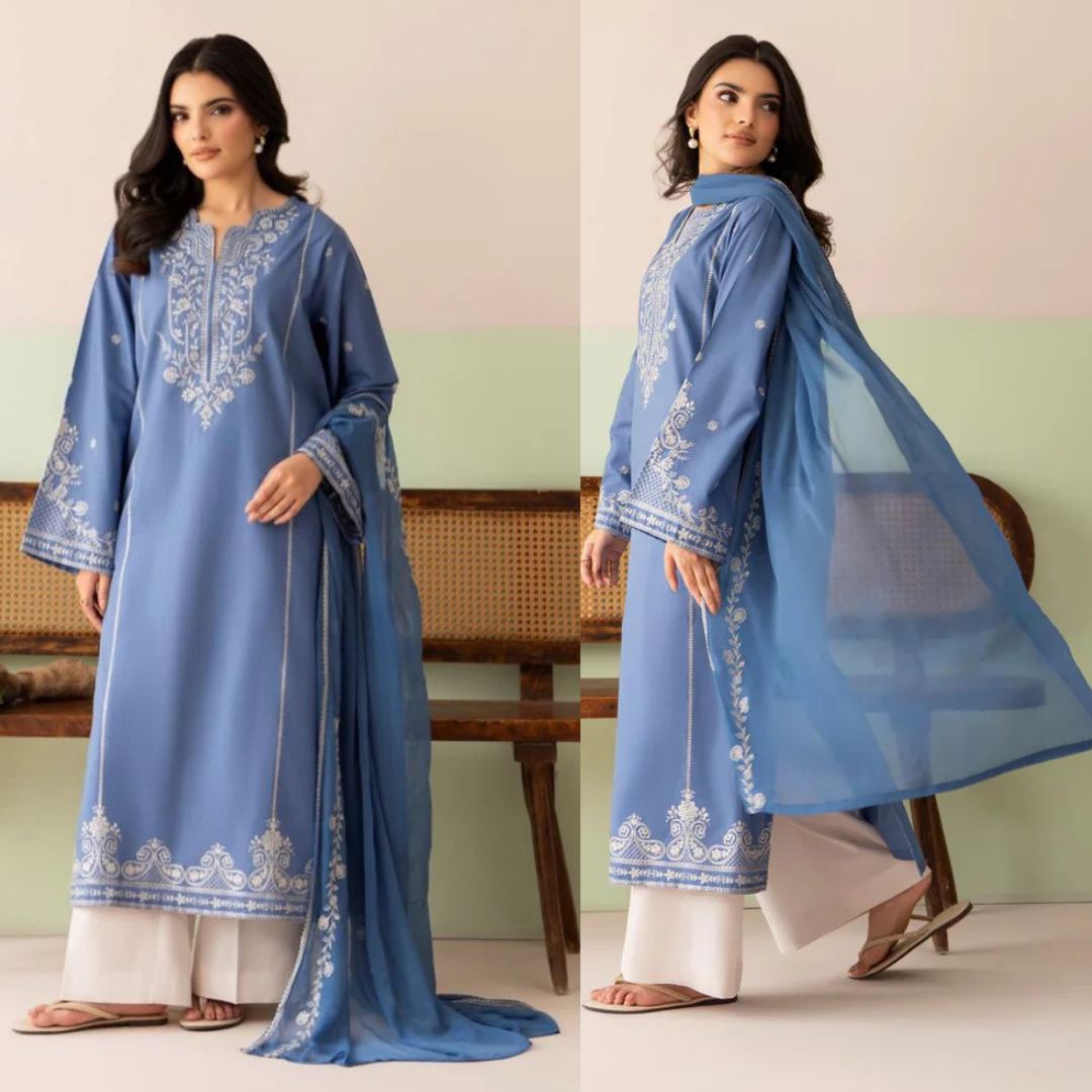 Cross Stitch - Summer-3PC Lawn Embroidered Suit - zab1459