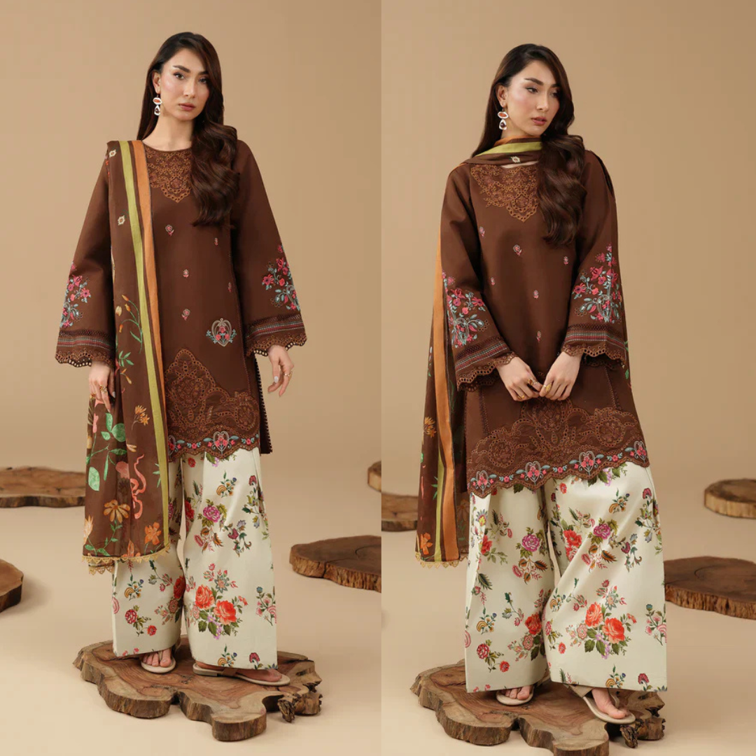 RajBari - Summer-3PC Lawn Embroidered Suit - zab1463