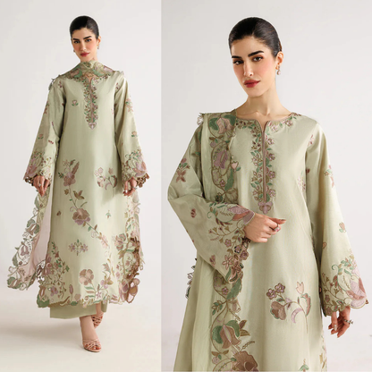 Baroque - Summer-3PC Lawn Embroidered Suit - zab1465