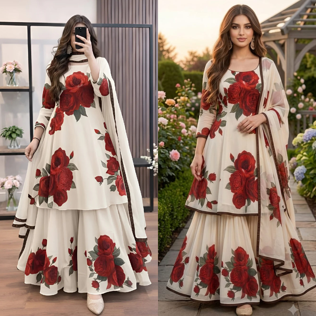 ZAB - 3 piece Lawn silk frock style Printed suit - zab1469