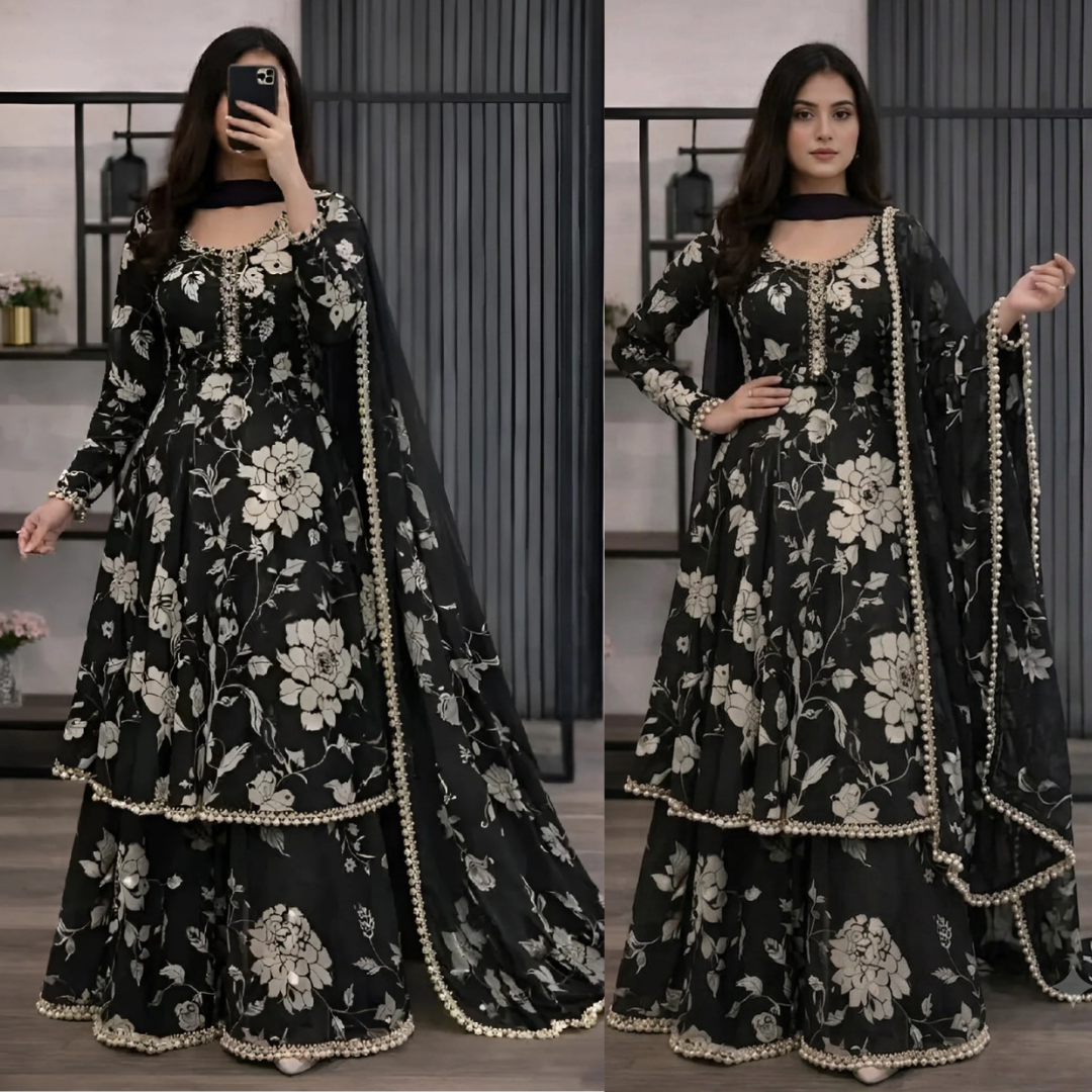 ZAB - 3 piece Lawn frock style Printed suit - zab1473