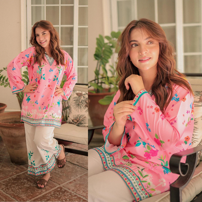 Maria b. 03 PCS UNSTITCHED SUIT FABRIC Digtal printed Silk zab1477