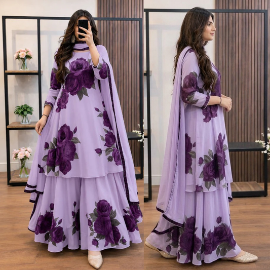 ZAB - 3 piece Lawn frock style Printed suit - zab1480