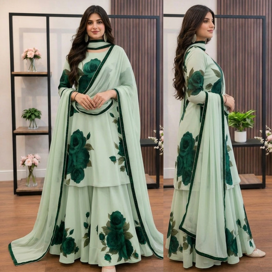 ZAB - 3 piece Lawn frock style Printed suit - zab1481