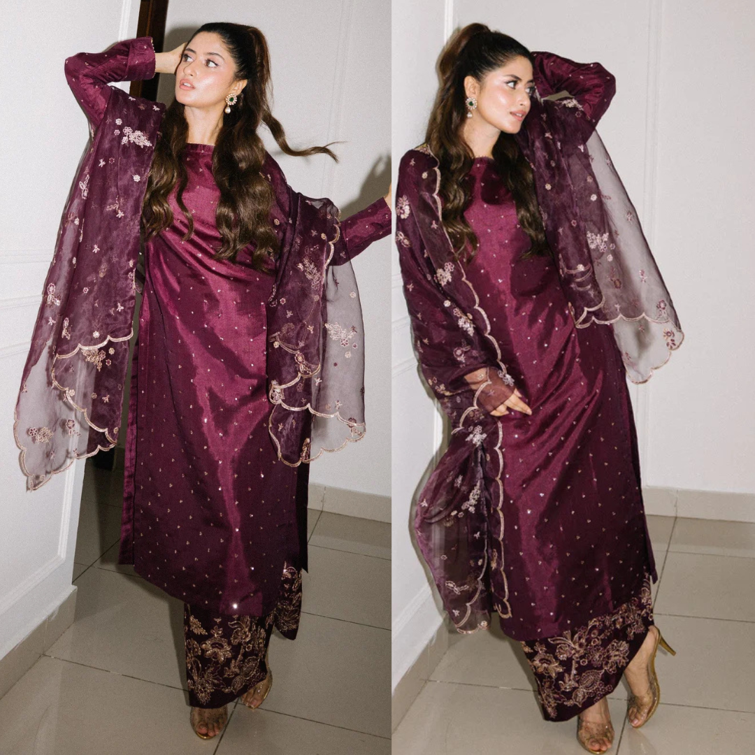 Eilf Silk collection 3PCS UNSTITCHED SUIT FABRIC Digtal printed - zab1482