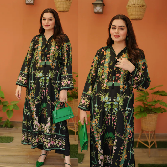 Aneela's 3PCS UNSTITCHED SUIT FABRIC Digtal printed Silk - zab1486