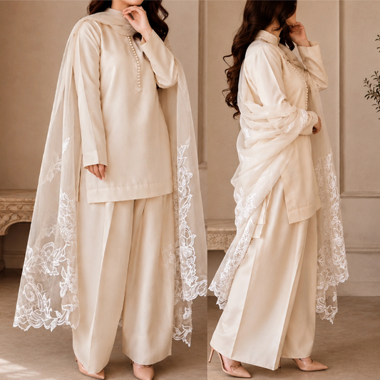 ZAB - Embroidered 3 Piece Unstitched Lawn Suit- zab1498