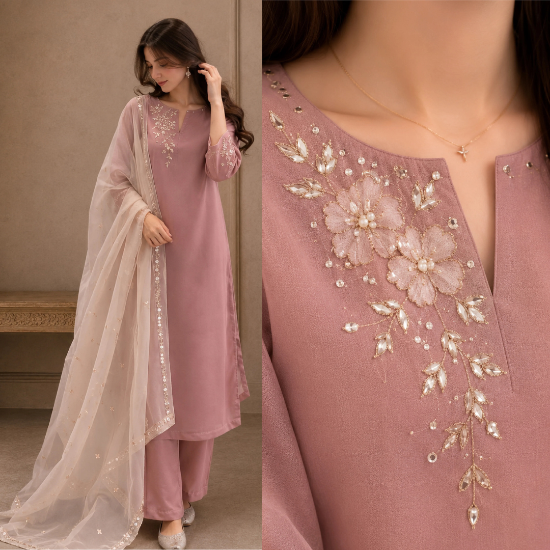 ZAB - Embroidered 3 Piece Unstitched Lawn Suit- zab1499