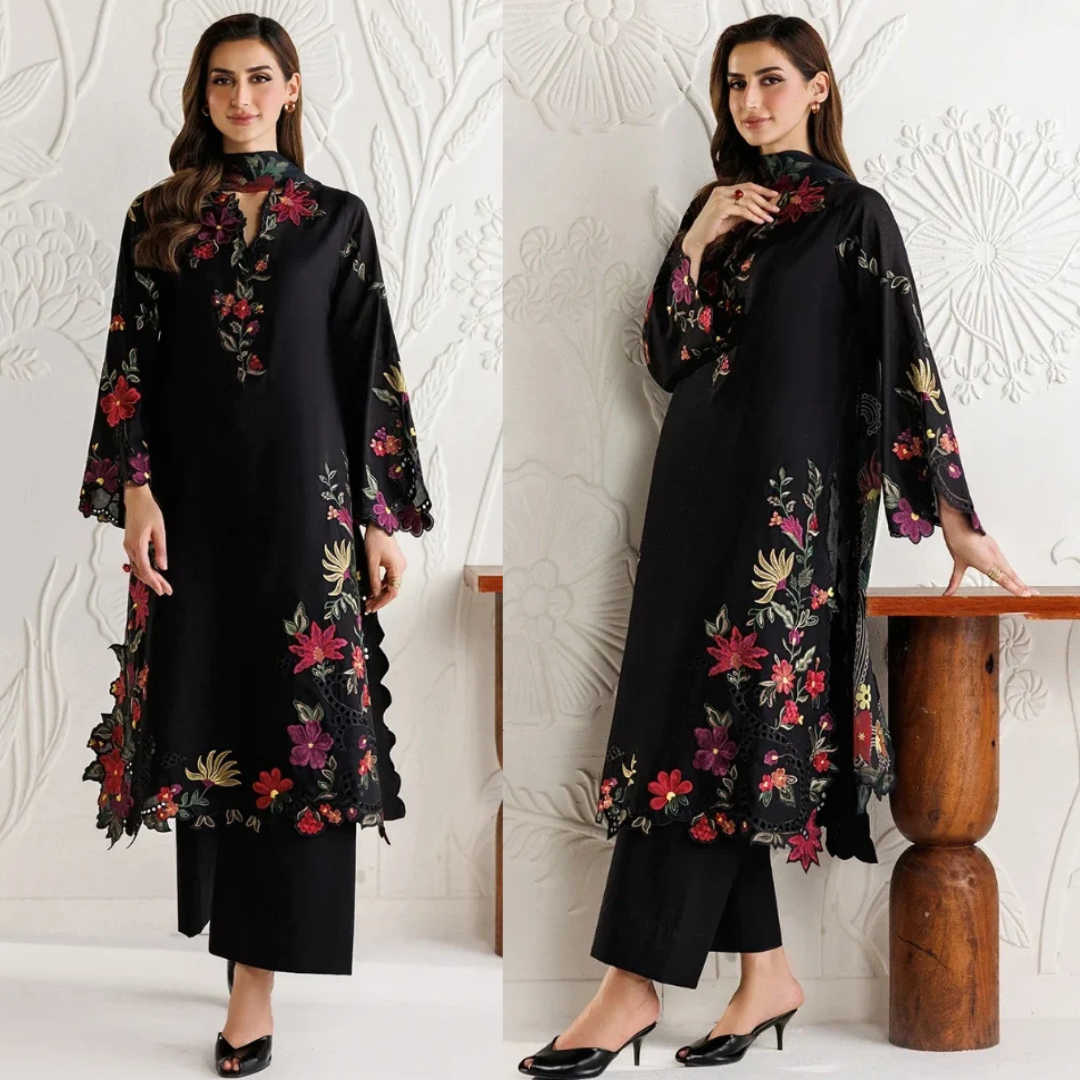 Iznik - 3PC Dhanak Embroidered Shirt With Chiffon Printed Dupatta and Trouser - zab1515