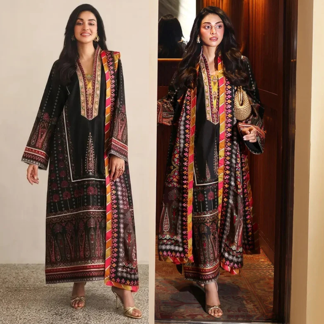 MUSHQ - Winter 3PC Karandi Digital Printed Dress - zab1521