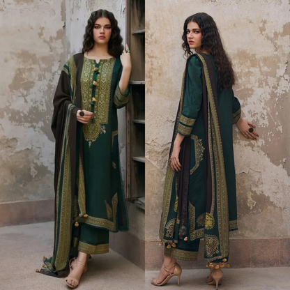 Charizma - Winter 3PC Karandi Digital Print Dress - zab1523